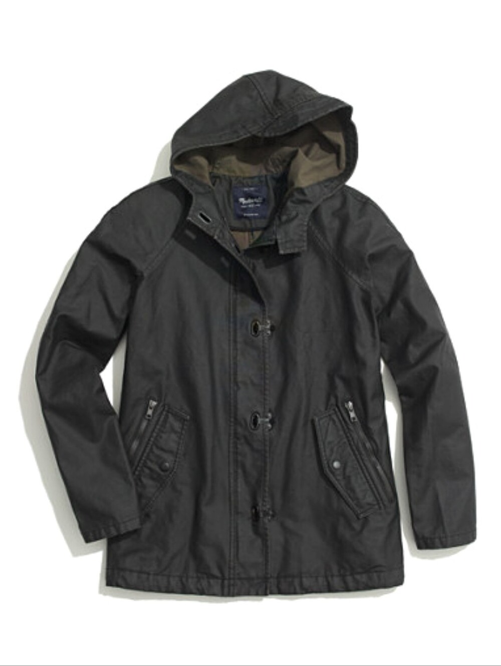 Madewell Lighthouse Jacket Black Coated Distressed Rain Parka Medium 🆕️